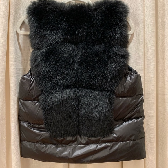 Faux Fur Winter Puffer Vest- Black - Picture 4 of 5